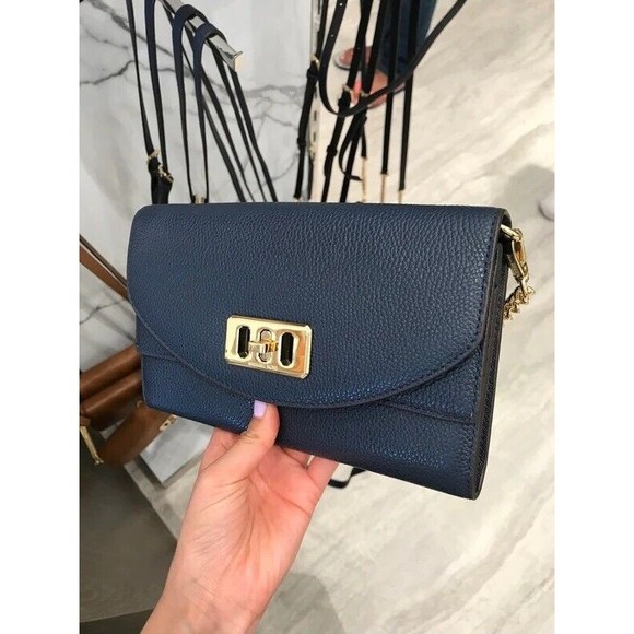 Michael Kors Karson Wallet Clutch Crossbody Navy Leather 35T8GKRC7L NWT Org $248 - Picture 8 of 9